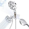 CABONG 80-Setting & Built-in 2-Mode Tub & Tile Power Wash, High Pressure 3-Way Shower Head Combo, Hand Held Shower & Rain Shower Separately or Together, 5" Dual Shower Head with 70" SS Hose - Chrome