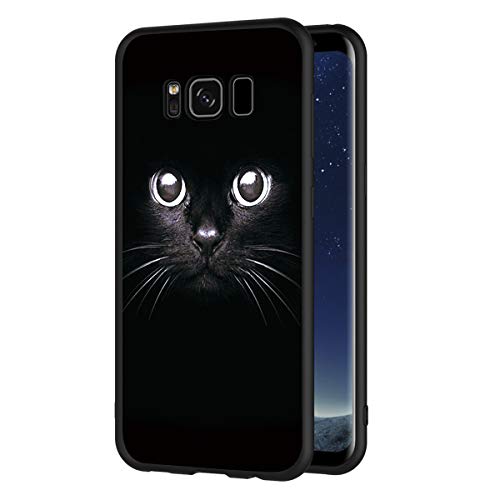 Eouine Samsung Galaxy S8 Case, Phone Case Silicone Black with Pattern Ultra Slim Shockproof Soft Gel Back Cover Protective Bumper Skin for Samsung Galaxy S8 Smartphone (Black Cat)