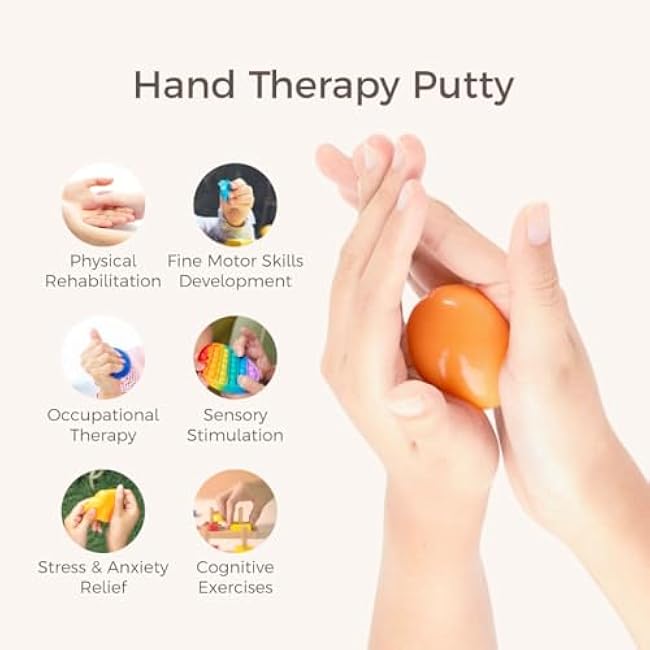 Therapy Dough - Hand Exercise For Rehabilitation, Exercises, Hand Therapy, Occupational Therapy, Hand Strengthening, Improve Motor Skills, Stress Relief