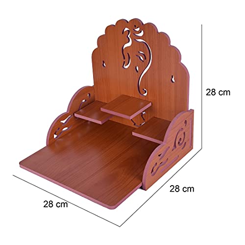Image of Wooden Wall Mounted Hanging Puja Temple Wood God Stand for Pooja Room | Mandir Devghar Stand Temple Home Temple Home Wall Temple Waterproof (TEMPLE-003-401)
