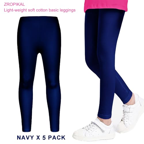Girls' Leggings Ultra-Soft Breathable Comfy Leggings Elastic Waistband, Ankle Length Footless 5-Pack2