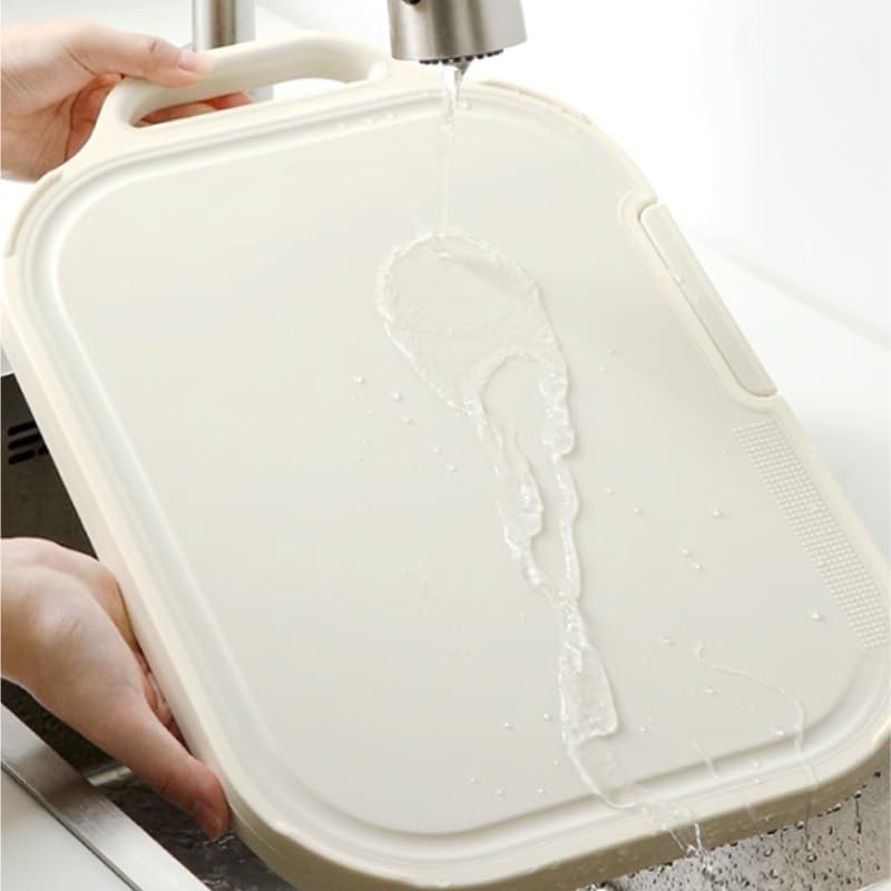 White Plastic Square Kitchen Chopping Board Home Use Available Both Sides with Anti Slip Properties