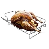 KAMaster Rib Rack and Roast Racks for Smoking and Grilling Fit Large and XLarge Big Green Egg,Stainless Steel Dual-Purpose Turkey Rack