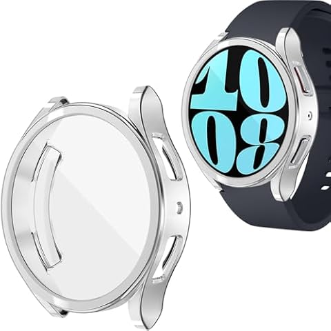Wugongyan Compatible with Samsung Galaxy Watch 6 40mm 44mm Screen Protector Case Flexible Soft TPU All-Around Protective Face Cover for Galaxy Watch 6 Accessories(Silver, 44mm) Cover