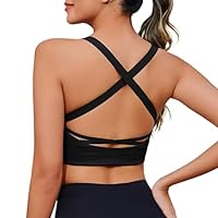 Sykooria Reggiseno Sportivo Donna Top Reggiseno Senza Ferretto con Imbottito Top Fitness Supporto Bustino per Yoga Running 652-Nero S