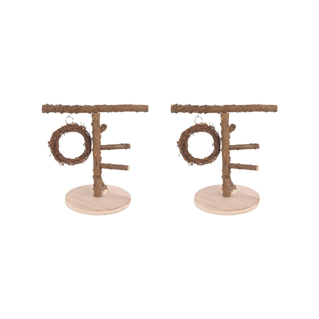 2 set di legno uccello parco giochi in legno stand giocattolo per calopsitte, piccioncini ara