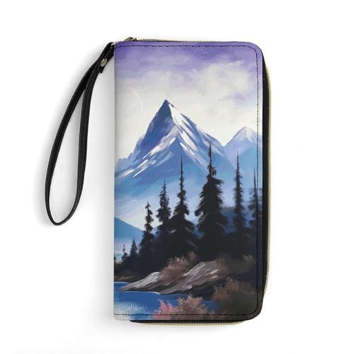 BWQMNT Durable And Portable Mountains Painting Printed Leather Wallet: Perfect for Storing Cards, Cash And An On-the-go Lifestyle, It Is An Ideal Holiday Gift to Organize Your Essentials