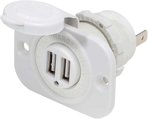 Miniatura 1 de Blue Sea Systems 1016200 12V DC Dual USB cargador zócalo, blanco