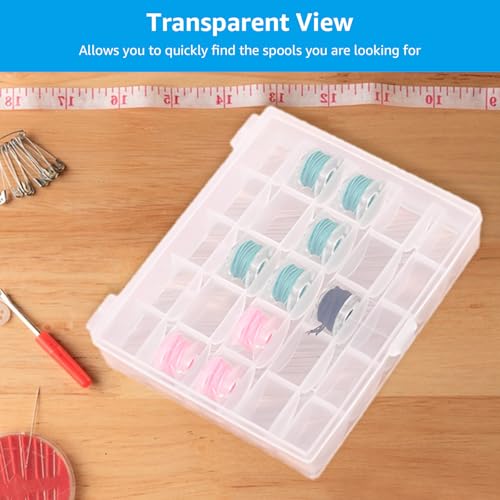 Image of LOYORTY 12PCS Plastic Empty Bobbin Storage Case, 25 Slots Bobbin Case Holder, Transparent Bobbin Organizer Storage Box, Bobbins Spools Case for Sewing Machine