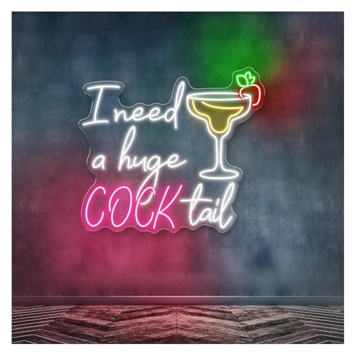 Néon mural J’ai besoin d’un énorme cocktail grand format 63x71 cm LED