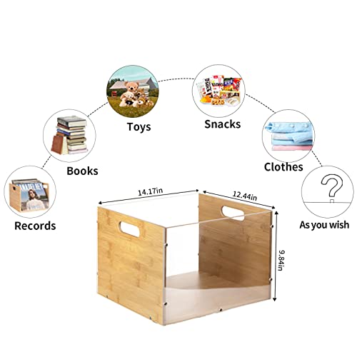 Clear Acrylic File Box Organizer, Bamboo Hanging Folder Storage Boxes, Filing Crate Bin Holder With Handle For Home Office Desk, Letter Size #TOP7