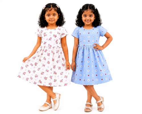Image of Kids Girls Combo Frock | Girl Cotton Blend Dress | Princess Style Frock | Birthday, Casual & Festive Outfit