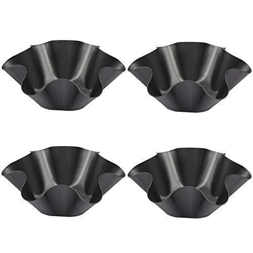 Sartén de Acero al Carbono para Tortillas, 4 Piezas Molde de Ensalada de Flores, Ensaladeras en Forma de Flor para Tortillas, Tortas, Panes, Pasteles (Negro)