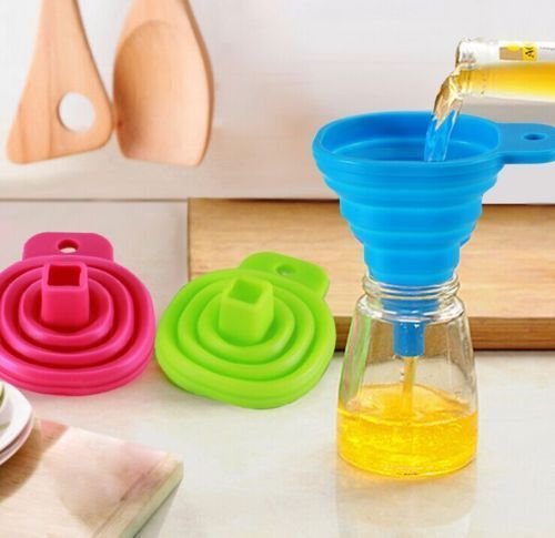 MAZIMARK--Silicone Collapsible Funnel Practical Heat Proof Oil Liquid Kitchen Tool