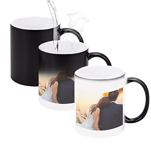 Cutiset 11 Ounce Color Changing Ceramic Mug,Sublimation Mugs,Black And White Ceramic Mug, Magic Mug Heat Sensitive Coffee Mugs Heat Changing Mugs,Diy Cups,Tazas Magicas Para Sublimacion Set Of 6 #TOP2