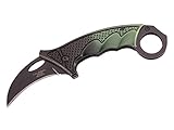 HERBERTZ Karambit Einhandmesser, Stahl AISI 420, Flipper, beschichtet, Liner Lock, schwarz grüne Aluschalen, Clip