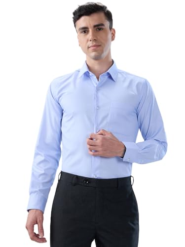 Image of Park Avenue Men Modern Slim Fit Structure Pattern Cotton Polyester Blend Semi Cutaway Collar Full Sleeve Formal Shirt