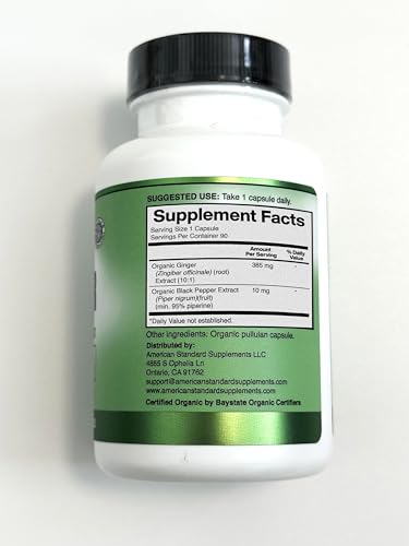 image for American Standard Supplements Organic Ginger Extract with Organic Blac