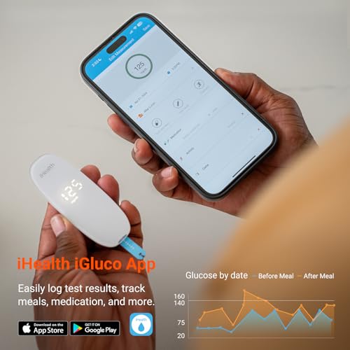 image for iHealth Gluco+ Wireless Smart Blood Glucose Monitor Kit with Free App,