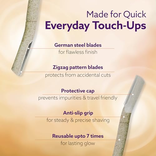 Image of AGARO Elite Face Razor for Women (Pack of 3) | Reusable Shaver for Facial Hair, Chin, Upper Lip & Eyebrow Shaping | Dermaplaning Tool