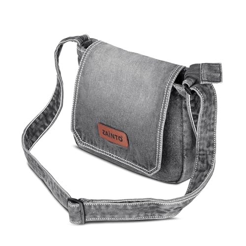 Image of ZAINTO Premium Denim Sling Bag for Women, Multipocket Crossbody, Blue Jeans Side Bag for girls (Medium Blue)