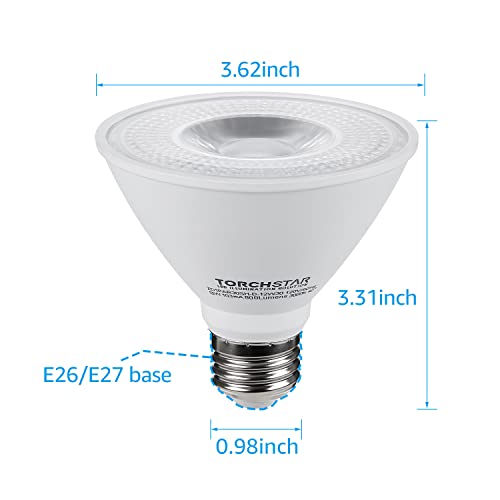 Torchstar Par30 Short Neck Led Bulb, 8W Equivalent 75W, Cri90+ Dimmable Spot Light Bulbs, Ul & Energy Star Listed, Super Bright, 800 Lumens, 3000K Warm White, E26 Medium Screw Base, Pack Of 6 #TOP5