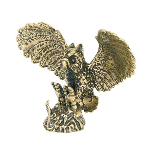 UKCOCO Statuette Ornement Décoratif en Laiton Patiné en Laiton Vintage Doré de Hibou Décoration Sculptée Figurine Animalière Objet Déco pour Bureau et...