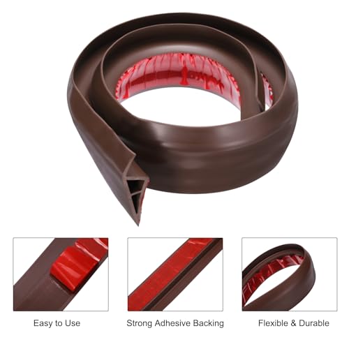 QUARKZMAN Bodenübergangsleiste Selbstklebend, 1m/3,3ft Laminat Türübergangsleisten Teppichkantenleiste für Teppichtüren zur Überbrückung von Bodenlücken Passend für 20mm Höhe, Kaffee