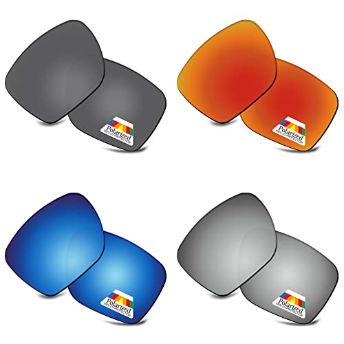 Image of Bwake Replacement Lenses for Oakley Sylas Set Sunglasses OO9448 57mm - Black + Silver + Ice Blue + Fire Red All POLARIZED