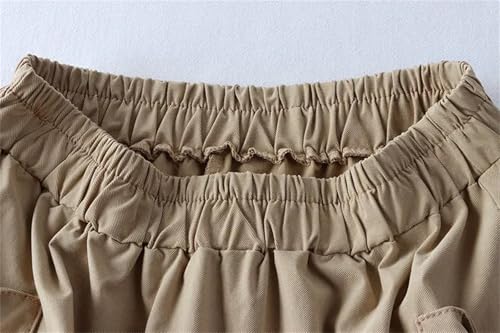 Women's Loose Vintage Pocket Button Casual Elastic Waist A-Line Skirt3