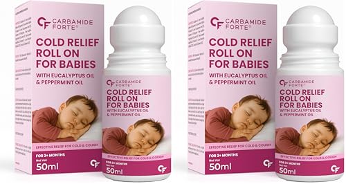 Image of Carbamide Forte Cold Relief Roll On for Babies | Baby Cold Relief Roll On with Eucalyptus & Peppermint Oil | Gentle Chest & Nose Rub for Babies 3+ Months | Ayurvedic Formula | 50 ml (Pack of 2)