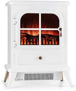 Klarstein St. Moritz Electric Fireplace White Edition - Heater , 1800 W , Built-In Fan Heater, Flame Simulation, Glass Front Panel , Nostalgic Design , Adjustable Flame Brightness