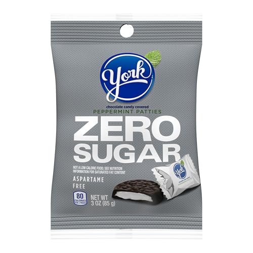 YORK Zero Sugar Chocolate Peppermint Patties, Candy Bags, 3 oz (12 Count)