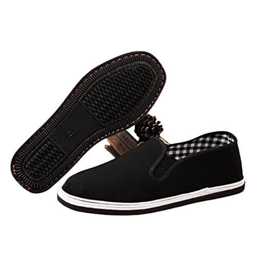 Black Cloth Old Beijing Cloth Shoes, Men's Chinese Traditional Non Slip Breathable Slip-On Martial Arts Shoes, Comfortable Traditional Canvas Rubber Sole, for Martial Art, Tai Chi2