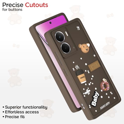 Image of Pikkme Back Cover for Realme P3 5G | Cute Fun Cartoon 3D Bear Silicone Full Body Protection Bumper Case (Brown)