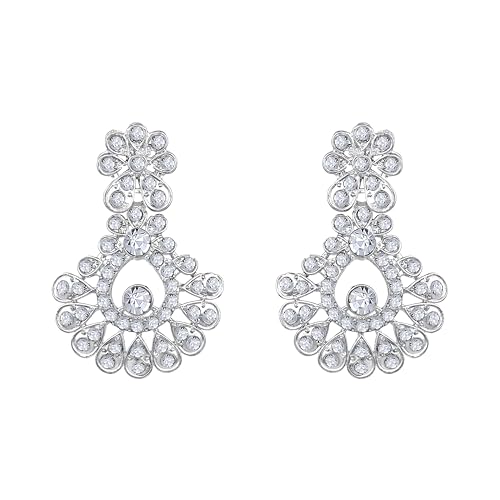 Image of Atasi International Silver Plated Crystal American Diamond Necklace Set with Earrings and Maang Tikka(R6161)