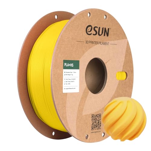 eSUN High Speed PLA+ Filament 1.75mm, 3D Printer Filament Speedy PLA Plus for Fast Printing, Dimensional Accuracy +/- 0.03mm, 1KG Cardboard Spool (2.2 LBS) 3D Printing Filament for 3D Printers, Yellow