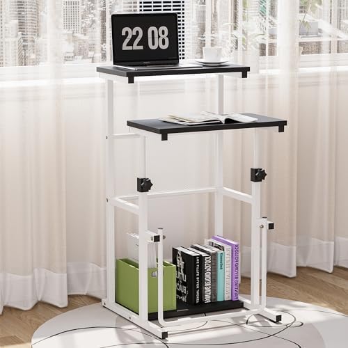 Mobile Laptop Stand Sit To Stand Rolling Adjustable Height Laptop