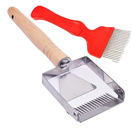 2点セット素敵な快適なグリップステンレス鋼耐久性のある養蜂装置のキャップを外すフォーク100%ハニーの