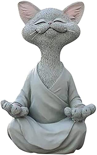 Meditierende Katzenstatue, Buddha Katze Statue Tiersitzende Entspanntes Yoga-Dekor Zen-Katze Meditationsdekor Gartenstatuen Wohnkultur Garten Room Decor Skulptur Cover