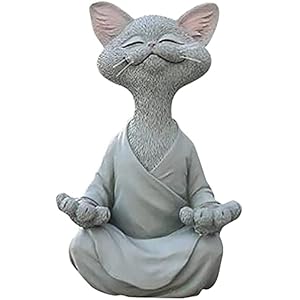 Mediterend kattenbeeld – Grillig Happy Cat Boeddha, Kat Boeddha Meditatie Yoga Kat Beeldbeeld, Zen Kat Relaxed Pose…