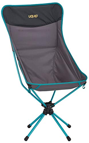 Uquip Three Sixty L Silla de Camping Ultraligera con Respaldo Alto, Bolsa de Transporte, Giratoria 360 (Gris)