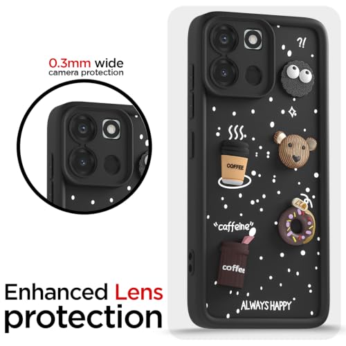 Image of Outlouders Back Cover for OnePlus Nord 6 5G | 3D Cartoon Bear Cute Fun Silicone Full Body Protection Bumper Case (Black)