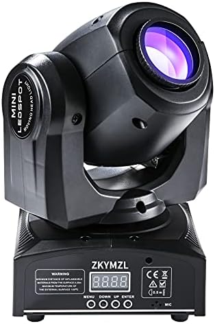 ZKYMZL Moving Head Light 30W DJ Lighting Stage Lights with 15 Colors by Sound Activated and DMX 512 Control Spot Light for Wedding Disco Party Nightclub Church.