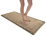 MICRODRY - Luxurious Memory Foam Bath Mat, Charcoal-Infused Absorbent Bath Mat with Skid-Resistant Base, Machine Washable Rug for Bathrooms, Kitchens & More, 24 x 58 inches, Linen