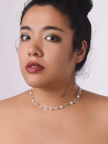 Sacina Star Imitation-Pearl Choker, Star Necklace Y2k, Emo Grunge Y2k Necklace, Christmas Jewelry Gift For Women2