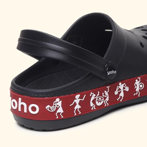 Image of YOHO Hacker Clogs for Women | Waterproof Monsoon Footwear & Rainy Shoes | Tribal Print with Backstrap | 003