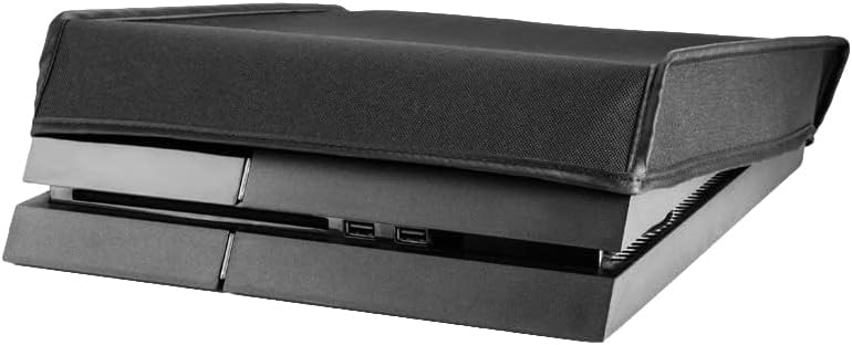 eXtremeRate Black Horizontal Dust Cover for PS4 Console, Soft Neat Lining Dust Guard, Anti Scratch Waterproof Cover Protector Sleeve