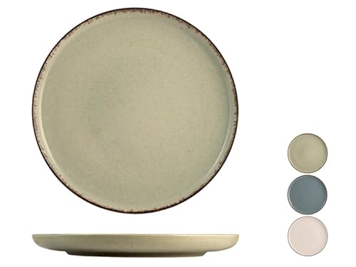 Generico Set 4 piatti pearl piani 27 cm in porcellana 3 colori assortiti