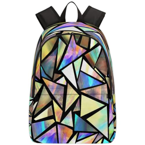 Sac à dos géométrique arc-en-ciel confortable pour soulager le dos des enfants